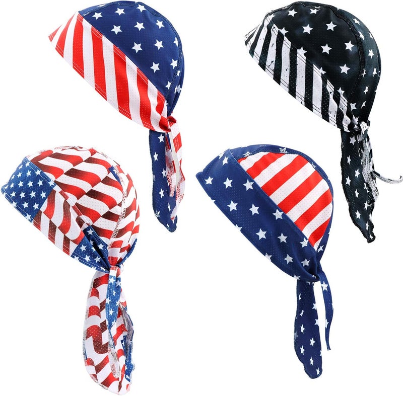 GUIFIER 4 Pack Do Rag/Dew Rag Beanie Cap Hat Chemo Cap Skull Cap for Men and Women - Image 1